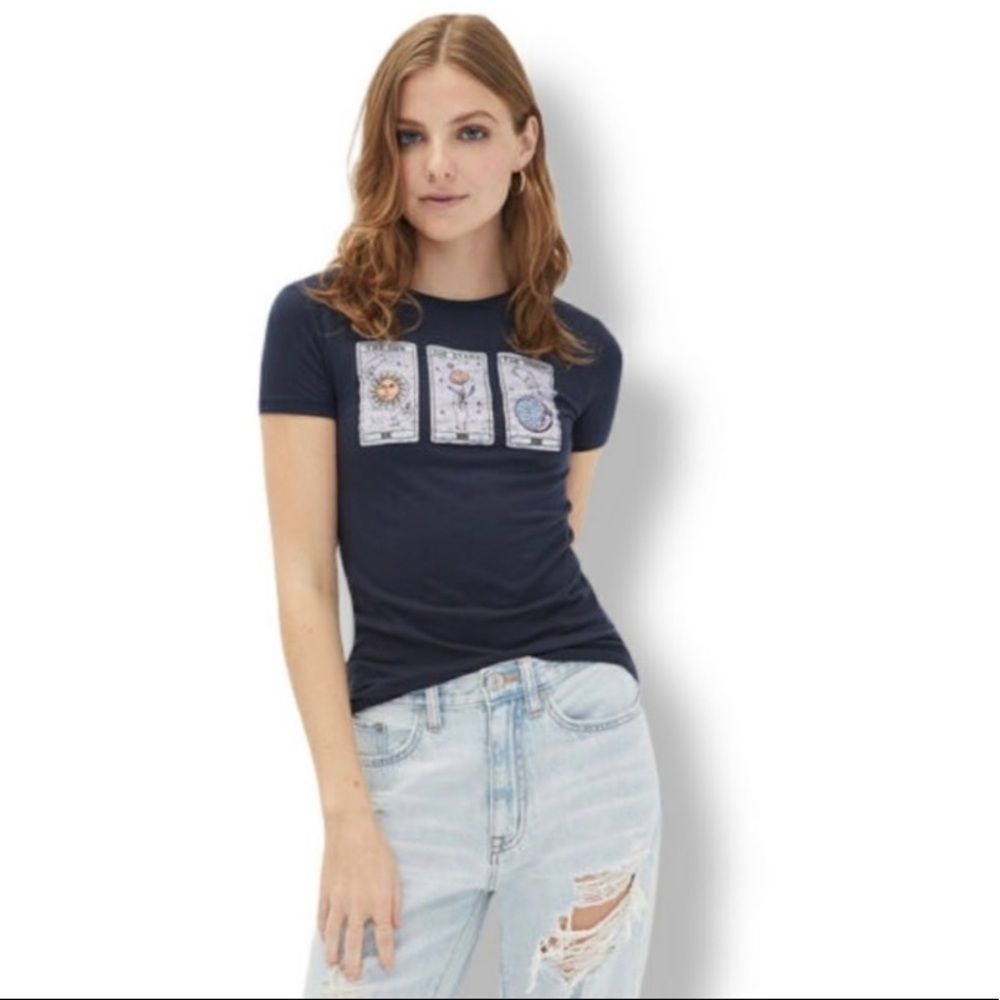Aeropostale Tarot‎ Card Classic Crew T-shirt Blue Purple size Medium